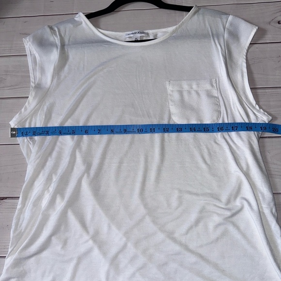 Calvin Klein White Cap Sleeve Top – Size Large Office Casual Church Layering - Picture 4 of 5